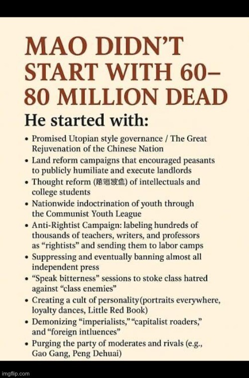The most murderous regime of all time… | image tagged in political meme,communism,mao zedong,in the beginning,totalitarian | made w/ Imgflip meme maker
