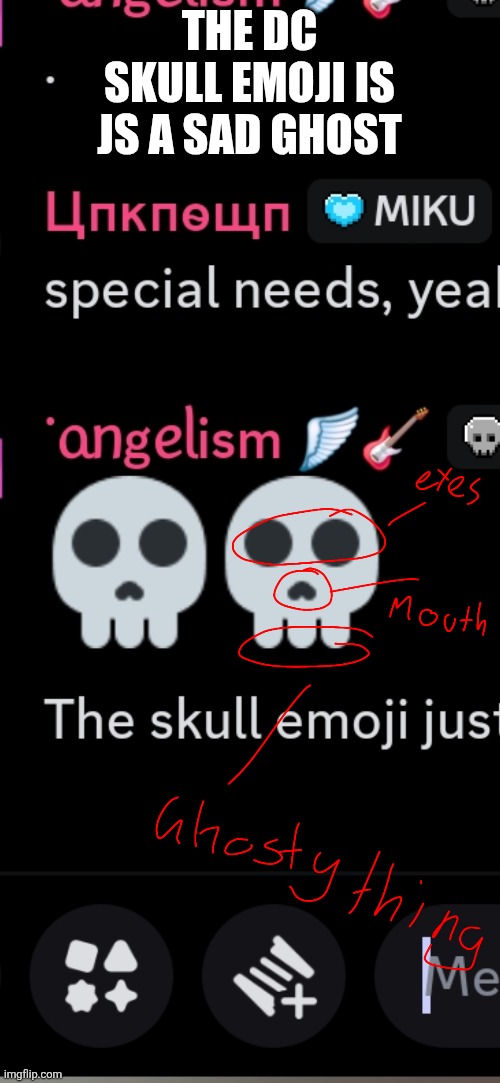 THE DC SKULL EMOJI IS JS A SAD GHOST | made w/ Imgflip meme maker