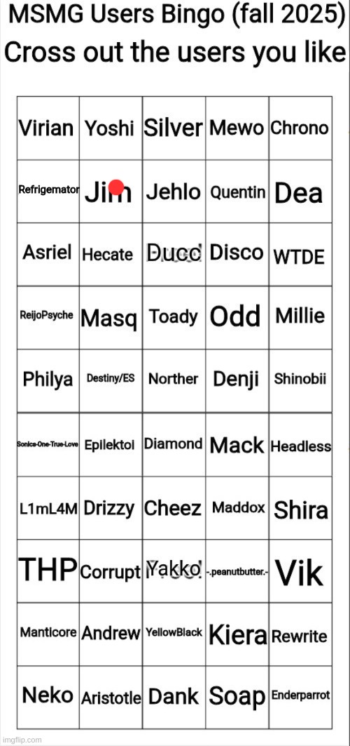 MSMG Users Bingo (fall 2025) | image tagged in msmg users bingo fall 2025 | made w/ Imgflip meme maker