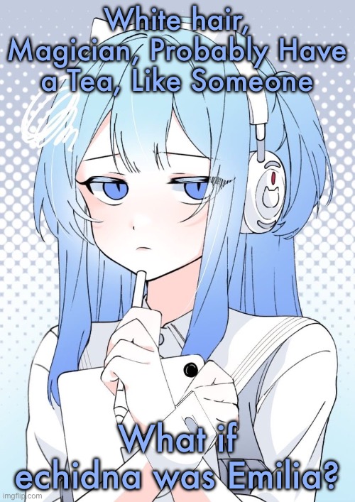 Shifty | White hair, Magician, Probably Have a Tea, Like Someone; What if echidna was Emilia? | image tagged in shifty | made w/ Imgflip meme maker