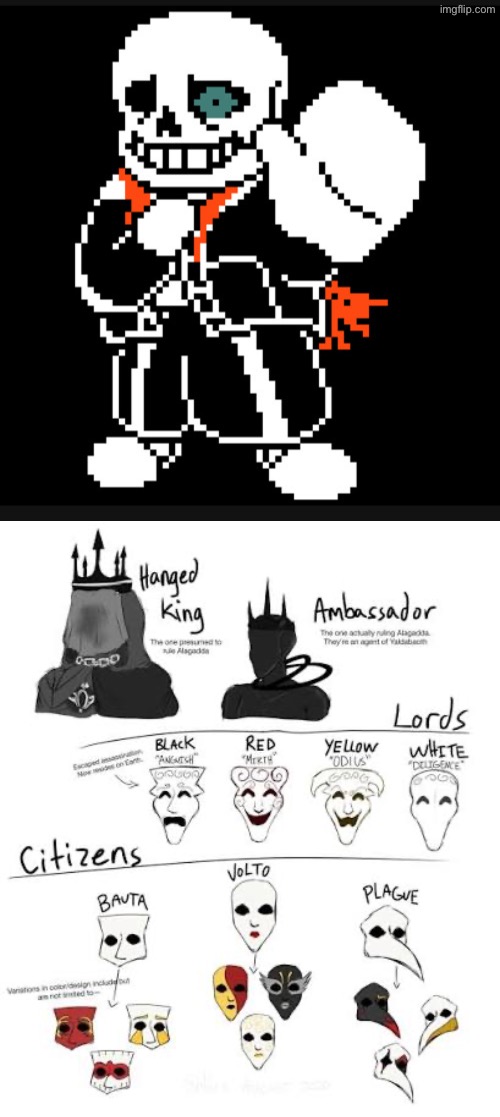sans orders you to stop and look at the Alaggadan citizens | made w/ Imgflip meme maker