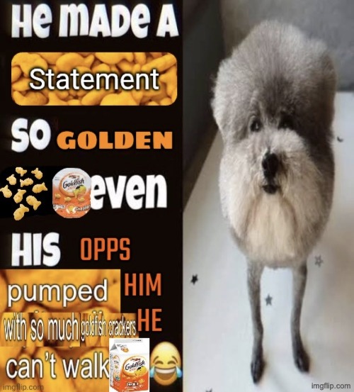 he made a statement goldfish crackers | image tagged in he made a statement goldfish crackers | made w/ Imgflip meme maker