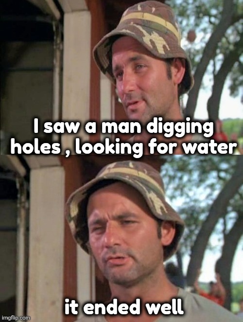 Carl tells a joke | I saw a man digging holes , looking for water it ended well | image tagged in carl tells a joke | made w/ Imgflip meme maker
