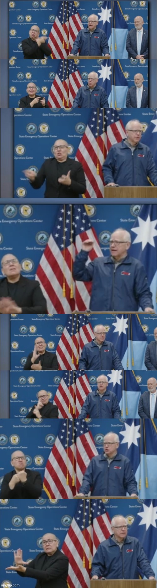 Sign language translator shows Tim walz is dumb in there language | made w/ Imgflip meme maker