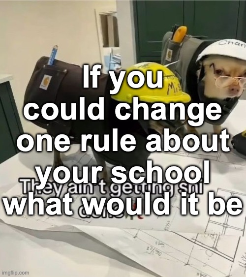 They ain't getting shi done | If you could change one rule about your school what would it be | image tagged in they ain't getting shi done | made w/ Imgflip meme maker