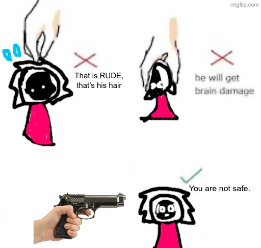 idk anymore | That is RUDE, that’s his hair; You are not safe. | made w/ Imgflip meme maker
