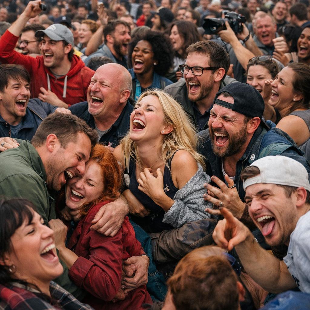 Chaotic crowd/ people laughing Blank Meme Template