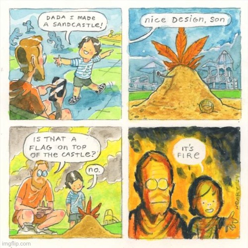 Fire sandcastle | image tagged in fire,flag,design,comics,comics/cartoons,sandcastle | made w/ Imgflip meme maker