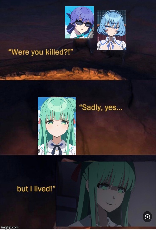 Touka in episode 11 | image tagged in sadly yes but i lived | made w/ Imgflip meme maker