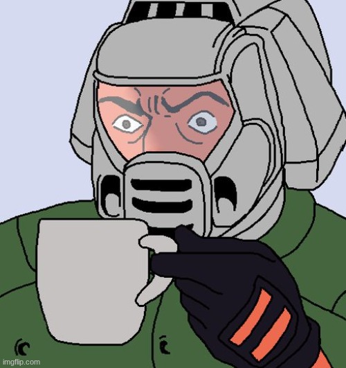 *loud sipping* | image tagged in detective doom guy | made w/ Imgflip meme maker
