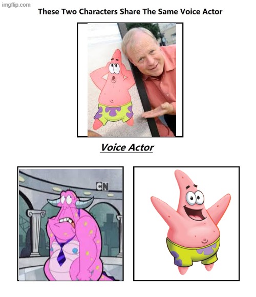 Bill Fagerbakke | image tagged in same voice actor,bill fagerbakke,spongebob squarepants,the grim adventures of billy and mandy,nickelodeon,cartoon network | made w/ Imgflip meme maker