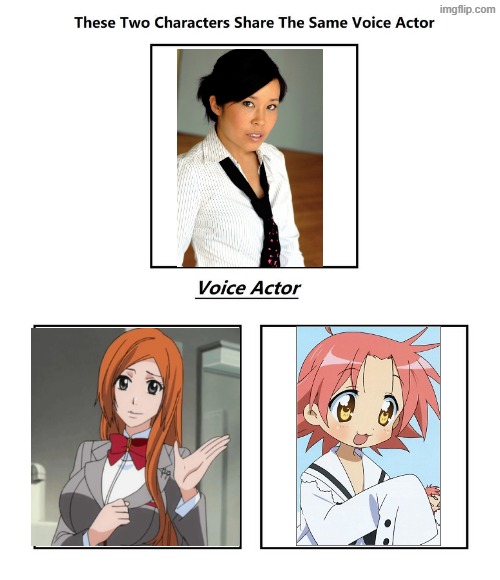 Stephanie Sheh | image tagged in same voice actor,stephanie sheh,bleach,lucky star | made w/ Imgflip meme maker