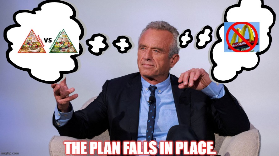 The Plan | THE PLAN FALLS IN PLACE. | image tagged in rfk,mcdonalds boycott | made w/ Imgflip meme maker