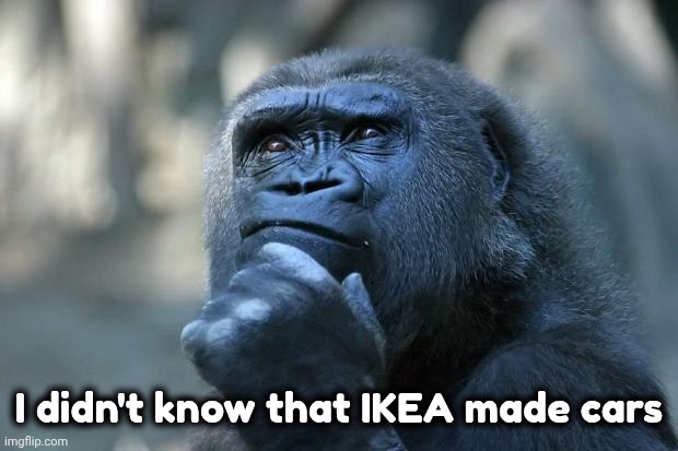I didn't know that IKEA made cars | image tagged in deep thoughts | made w/ Imgflip meme maker