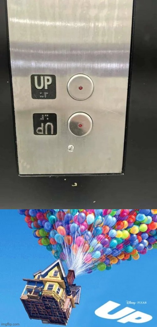 The double up buttons | image tagged in the movie up,elevator,up,you had one job,memes,upside down | made w/ Imgflip meme maker