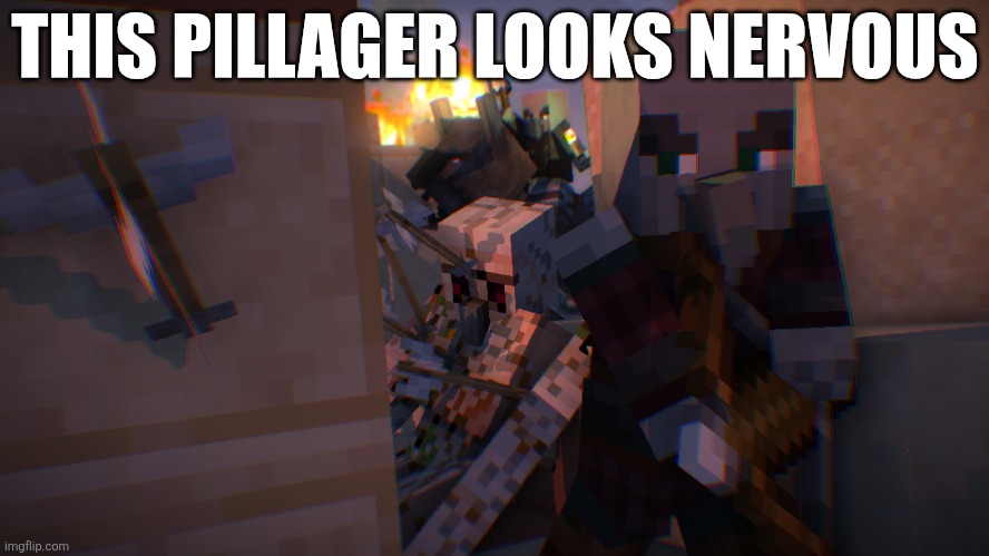 Pillager Raid | THIS PILLAGER LOOKS NERVOUS | image tagged in pillager raid | made w/ Imgflip meme maker