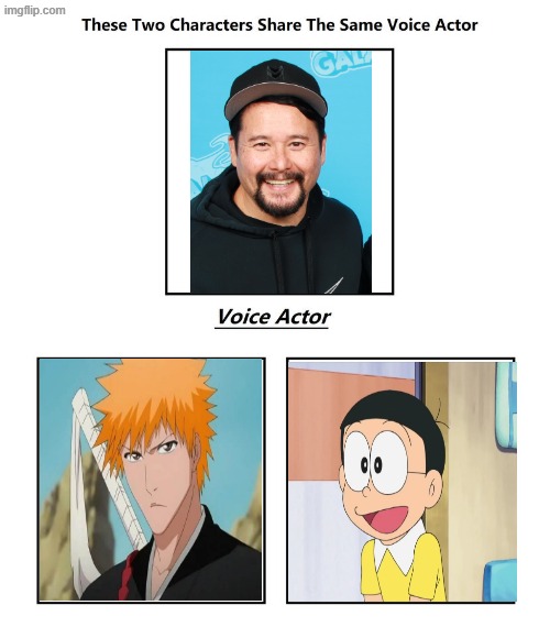 Johnny Youg Bosch | image tagged in same voice actor,doraemon,bleach,johnny youg bosch | made w/ Imgflip meme maker