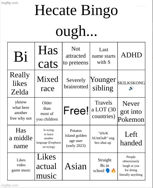 Hecate Bingo | image tagged in hecate bingo | made w/ Imgflip meme maker