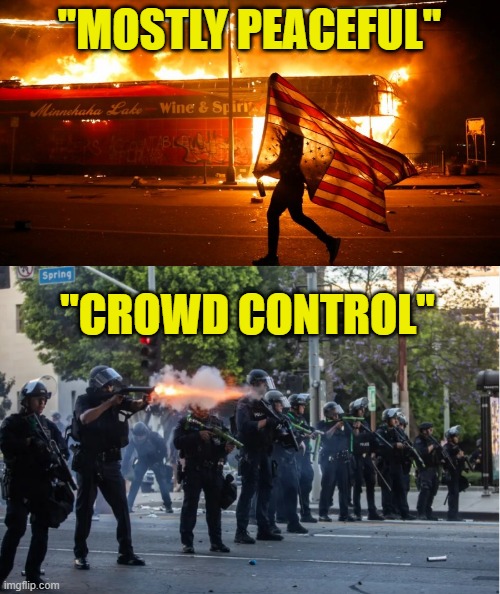 ''MOSTLY PEACEFUL'' ''CROWD CONTROL'' | made w/ Imgflip meme maker