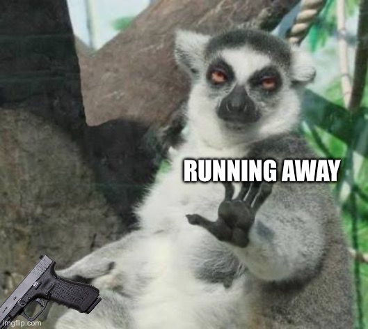 No thanks lemur | RUNNING AWAY | image tagged in no thanks lemur | made w/ Imgflip meme maker