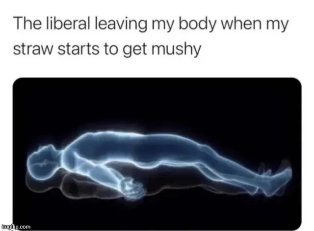 The liberal leaving my body when my straw starts to get mushy | made w/ Imgflip meme maker