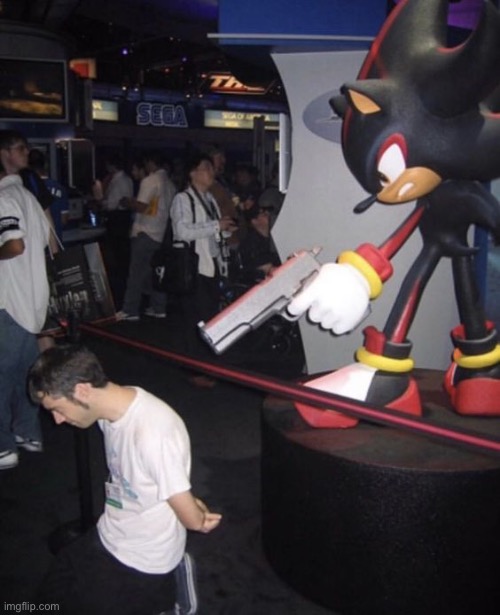 i am i am at aldi i am i am at aldi | image tagged in shadow threatening to shoot someone | made w/ Imgflip meme maker