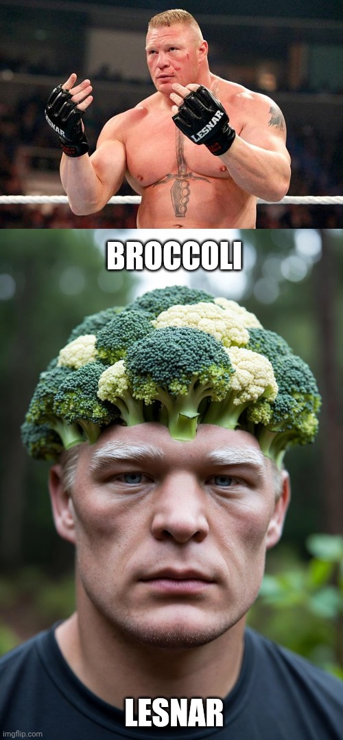BROCCOLI; LESNAR | image tagged in brock lesnar | made w/ Imgflip meme maker