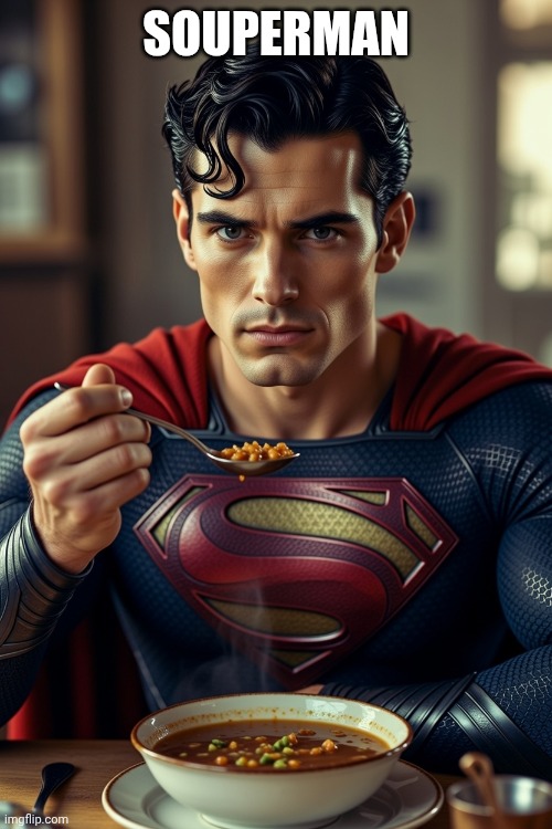 SOUPERMAN | image tagged in soup,superman | made w/ Imgflip meme maker