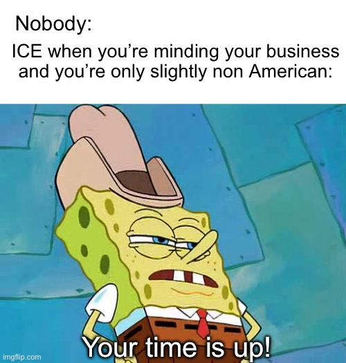 R.I.P. Renee Good | Nobody:; ICE when you’re minding your business and you’re only slightly non American:; Your time is up! | image tagged in all right pinhead your time is up | made w/ Imgflip meme maker