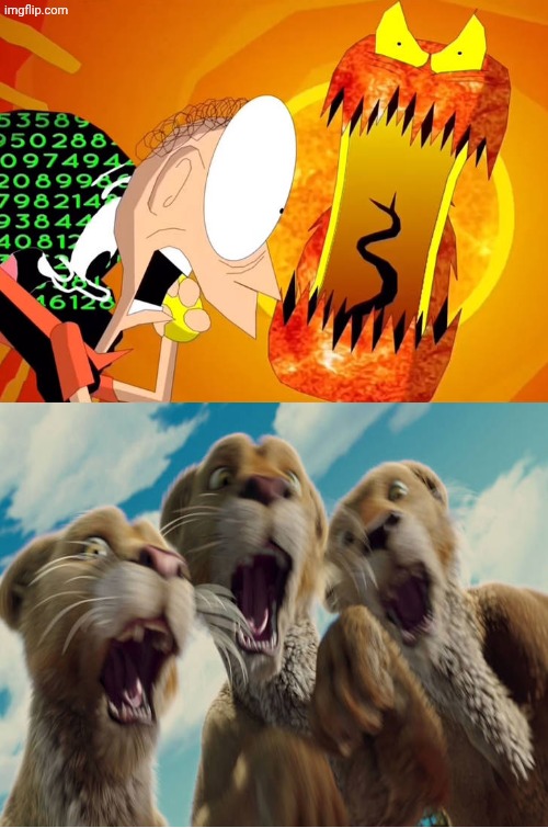 Lioness is scared by Virusaurus Rex | image tagged in who scared by virusaurus rex,disney,memes,ripoff,deviantart | made w/ Imgflip meme maker
