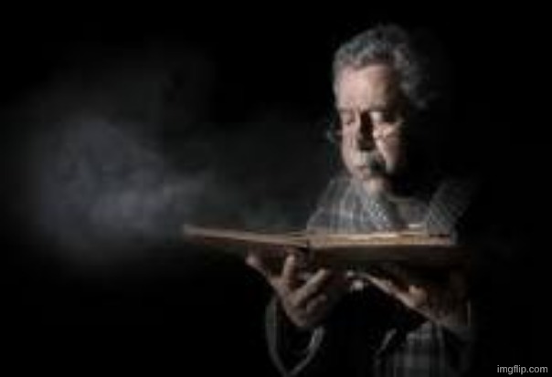 Old man blowing dusty book | image tagged in old man blowing dusty book | made w/ Imgflip meme maker