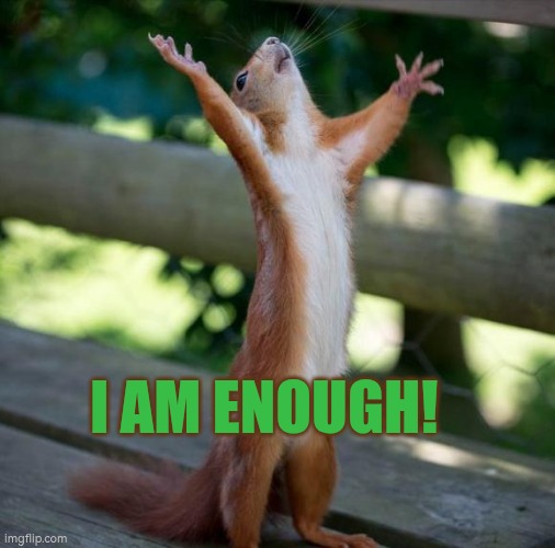I am enough! | I AM ENOUGH! | image tagged in finally,autism,self esteem,wellbeing,enough | made w/ Imgflip meme maker