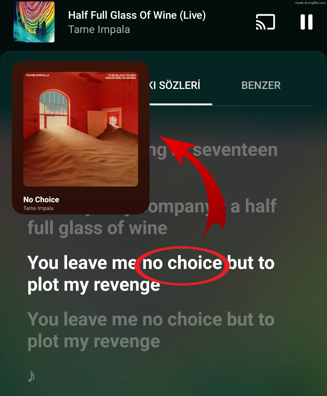 Tame impala reference in a Tame impala song!!!! | made w/ Imgflip meme maker