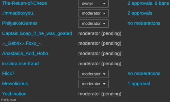 nominate someone for owner and I will pick one person. you have 5 minutes | made w/ Imgflip meme maker
