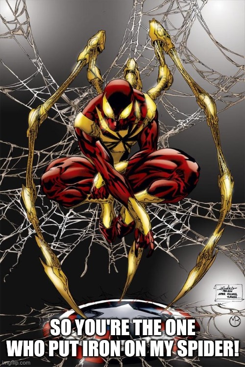 SO YOU'RE THE ONE WHO PUT IRON ON MY SPIDER! | made w/ Imgflip meme maker