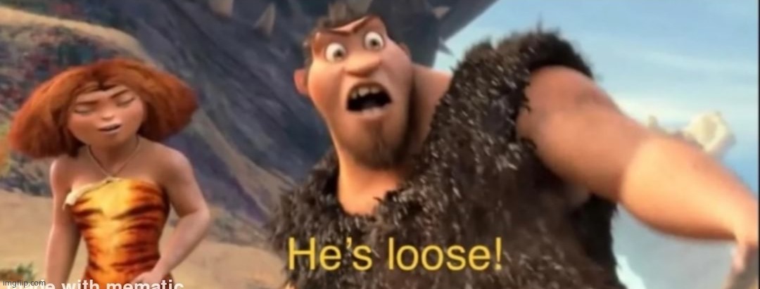 image tagged in he's loose | made w/ Imgflip meme maker