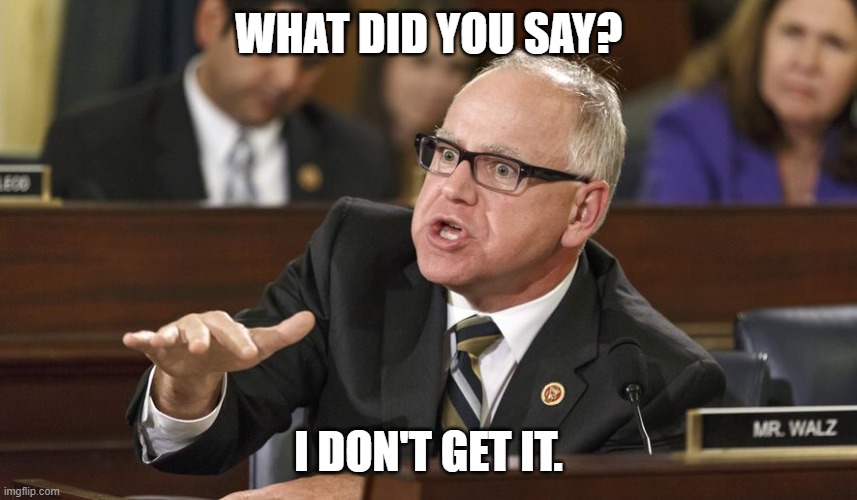 Tim Walz | WHAT DID YOU SAY? I DON'T GET IT. | image tagged in tim walz | made w/ Imgflip meme maker