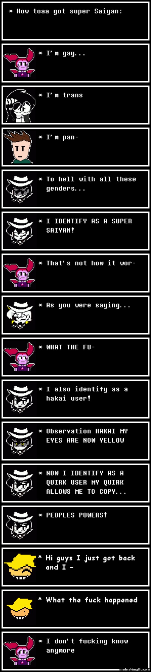 Ahh yes my favorite gender... Super sayain (Spinel is out of character but was allowed. -SD-GL) | made w/ Imgflip meme maker