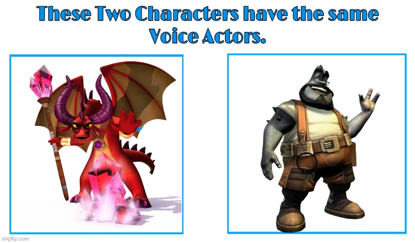 Jess Harnell | image tagged in same voice actor,jess harnell,ratchet and clank,spyro,playstation | made w/ Imgflip meme maker