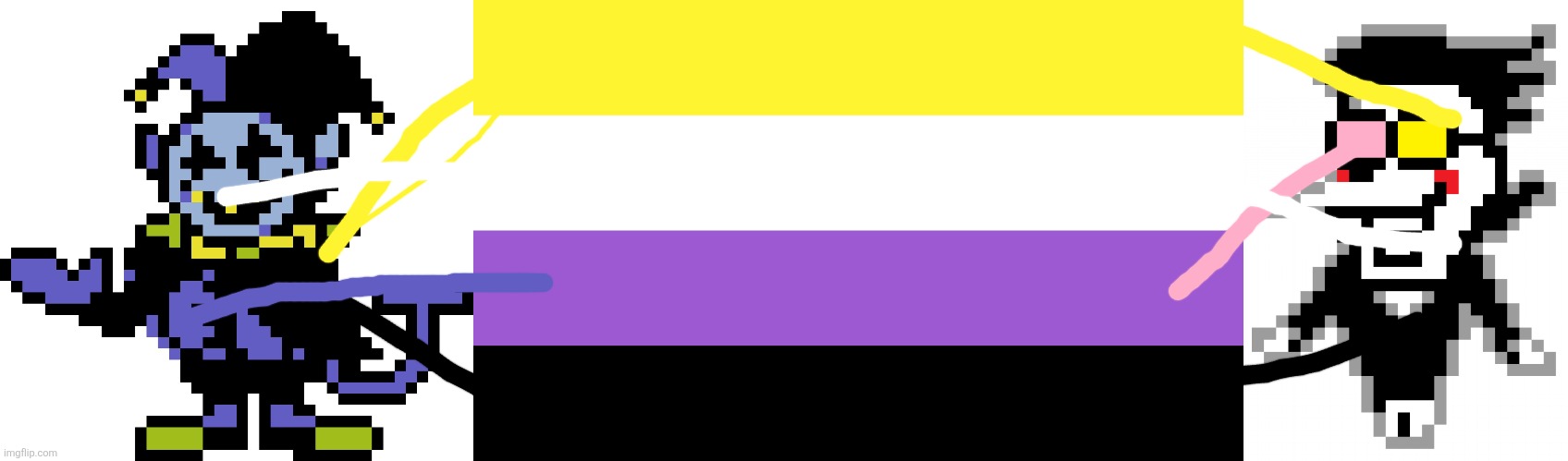 image tagged in jevil meme,nonbinary,spamton | made w/ Imgflip meme maker