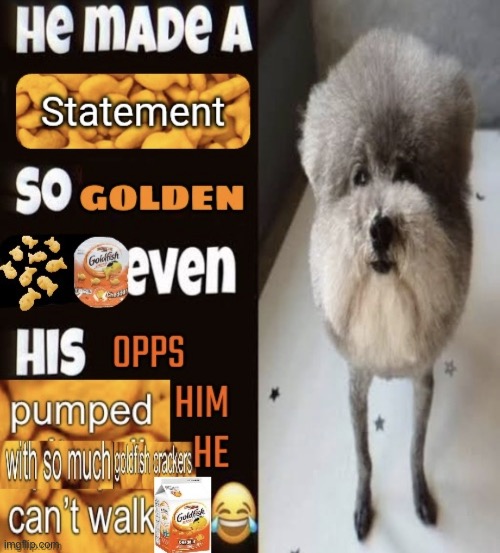 he made a statement goldfish crackers | image tagged in he made a statement goldfish crackers | made w/ Imgflip meme maker