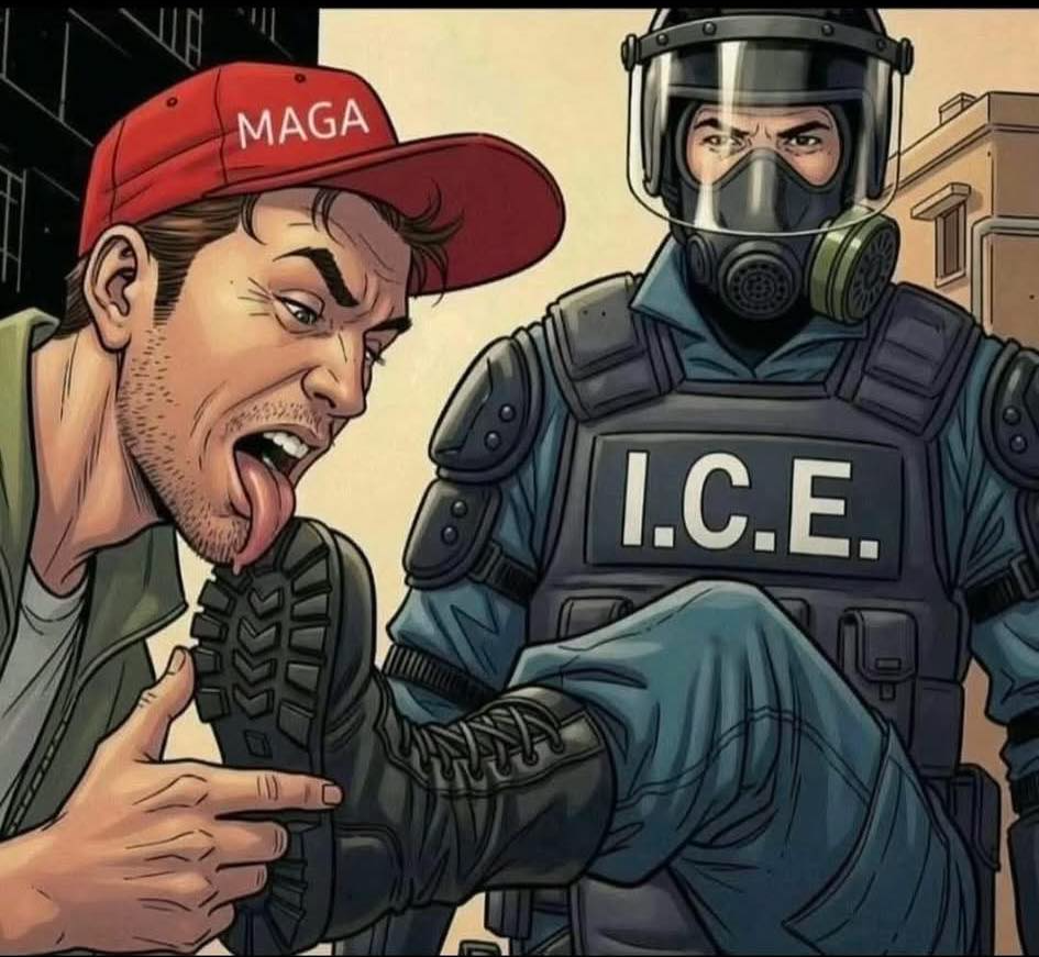 MAGA licking ICE Boots Blank Meme Template