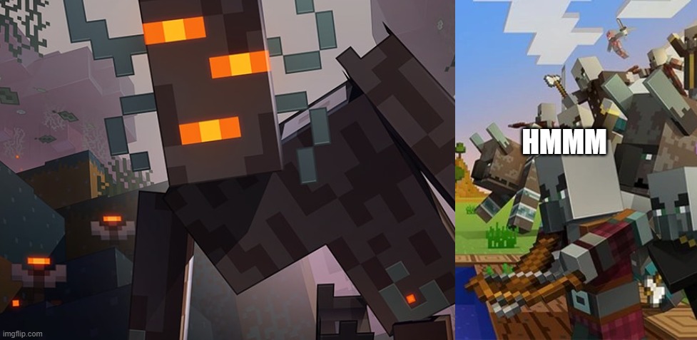 HMMM | image tagged in the creaking,illagers | made w/ Imgflip meme maker