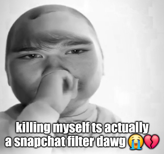 killing myself ts actually a snapchat filter dawg 😭💔 | made w/ Imgflip meme maker