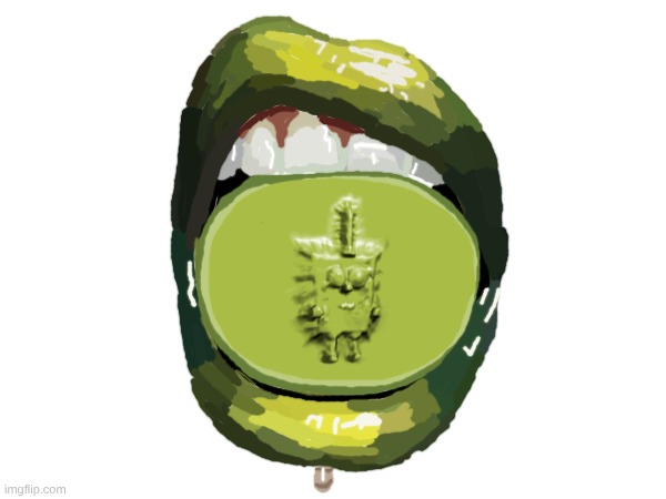 was drawing the lime lips but I got lazy once I got to the actual line so I just put a PNG of SpongeBob there | made w/ Imgflip meme maker