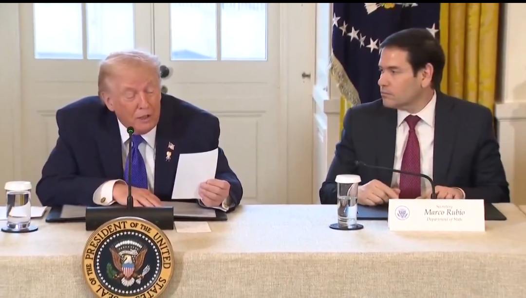 Trump reads around Rubio's note Blank Meme Template