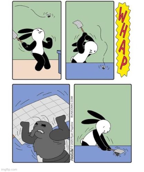Buni Comics | image tagged in comics,buni comics,fly,flyswatter,strong | made w/ Imgflip meme maker