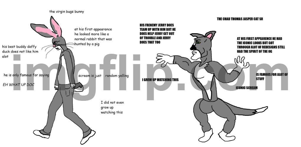 Tom and jerry is better | image tagged in virgin vs chad,tom and jerry | made w/ Imgflip meme maker