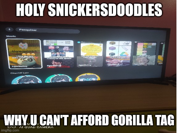 This is not gorilla tag | HOLY SNICKERSDOODLES; WHY U CAN'T AFFORD GORILLA TAG | image tagged in gorilla tag | made w/ Imgflip meme maker