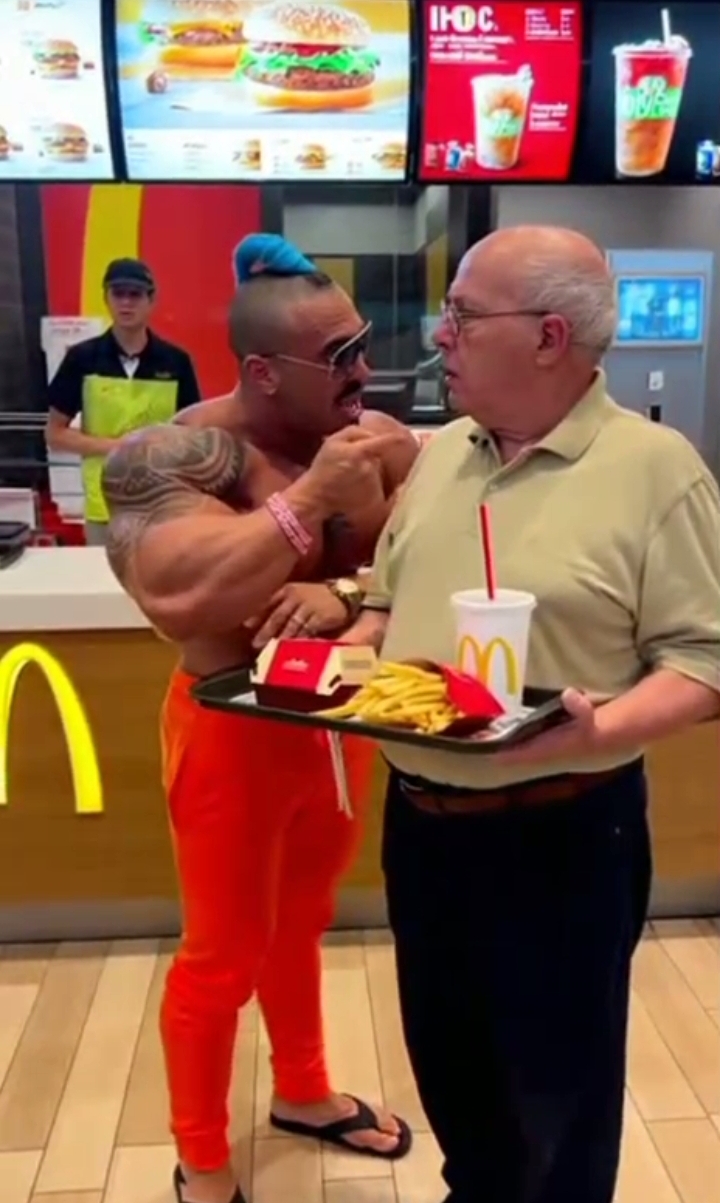 Eros Luxor at McDonald's AI image Blank Meme Template